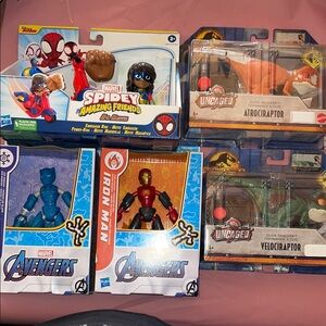 Marvel Spidey and Avengers Action Figure Collection Jurassic Park toys Lot